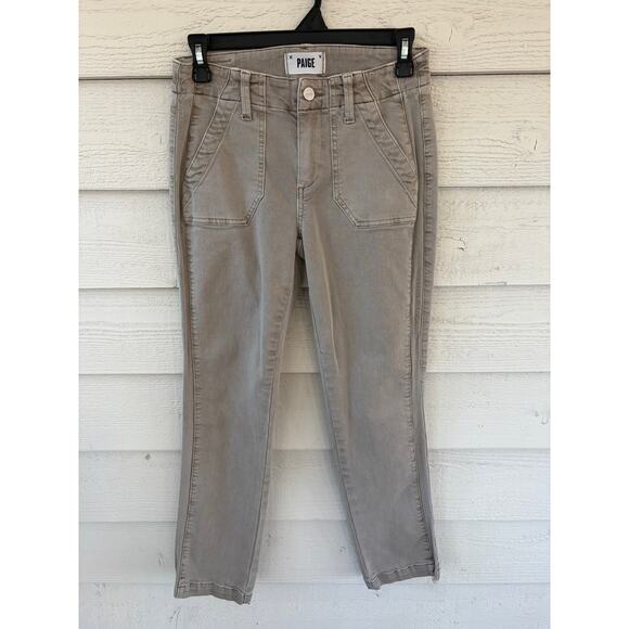 PAIGE Mayslie Jogger Jeans Women’s Size 25 Taupe Stretch Utility Denim Pants - Picture 2 of 11